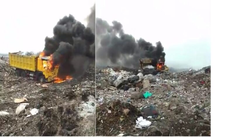 Maputo:  Presumíveis catadores de lixo incendeiam camião e pá escavadora na lixeira de Hulene