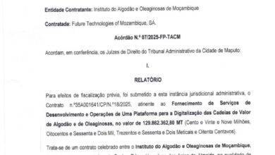 TA nega visto ao milionário contrato entre IAM e a Future Technology of Mozambique” por vícios graves