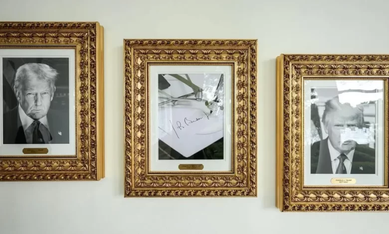 Trump substitui retrato de Biden na Casa Branca por... caneta automática