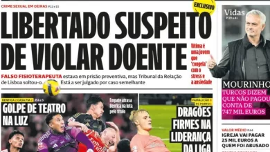 Hoje é notícia: Libertado suspeito de violar doente; Festas? Hotéis lotam