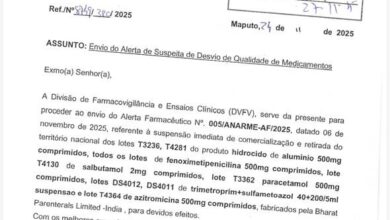 ANARME suspende comercialização ‎de medicamentos ‎‎