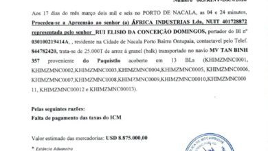 Alfândegas apreendem 25 mil toneladas de arroz no Porto de Nacala